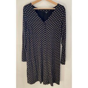 Garnett Hill Dress Button Front A Line Stretch Pockets Black Cream Small S